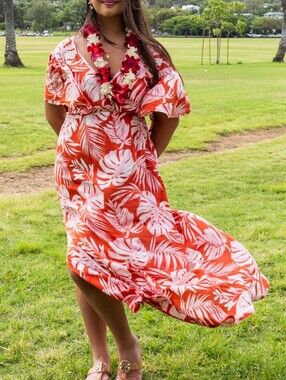 Tiare Hawaii Red & White Floral Sundress